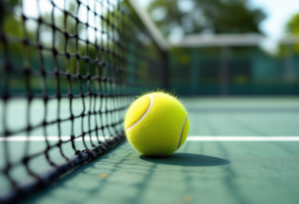 Giocatore di tennis italiano Cinà in azione sul campo