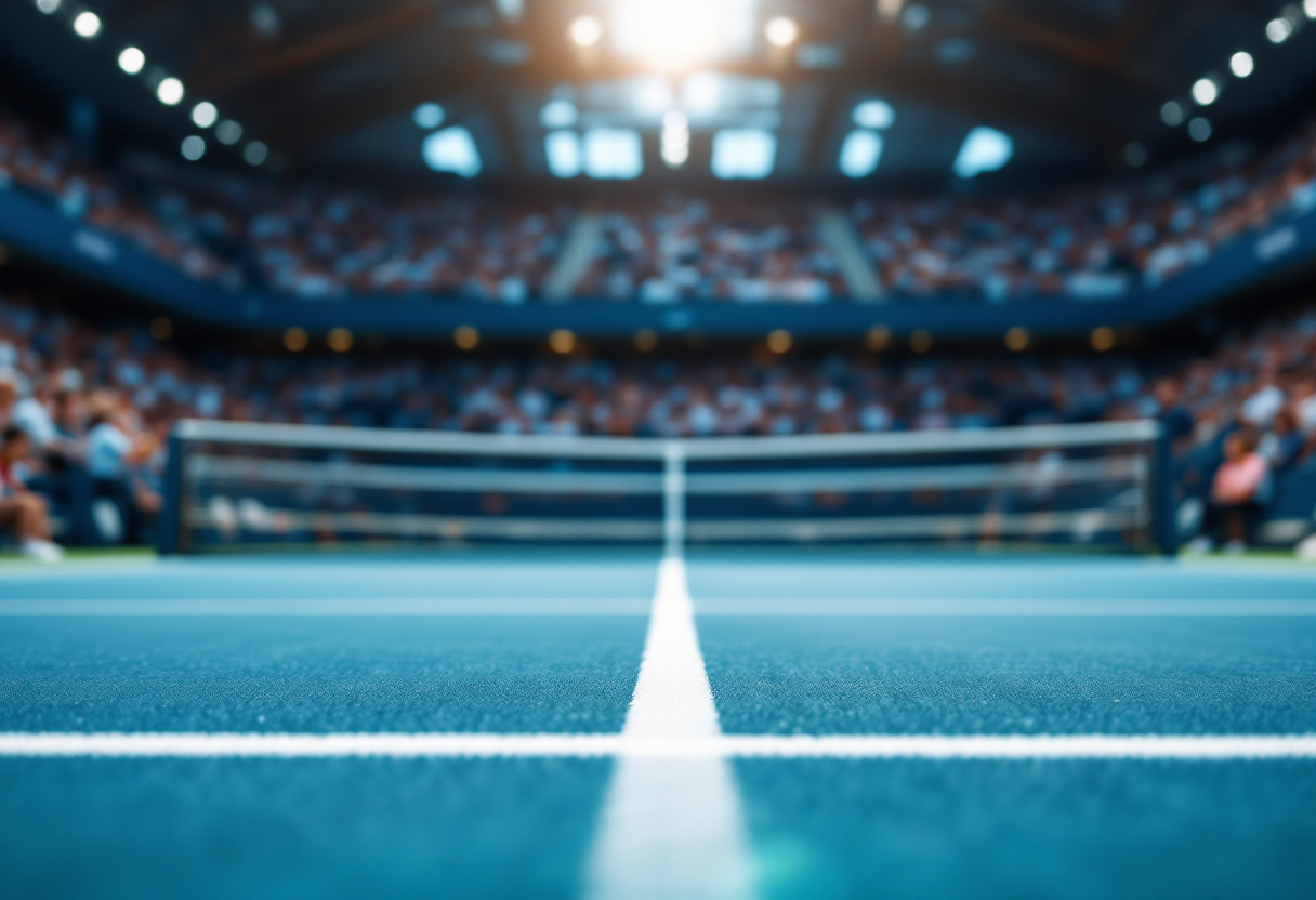 Giocatori di tennis in azione durante un torneo