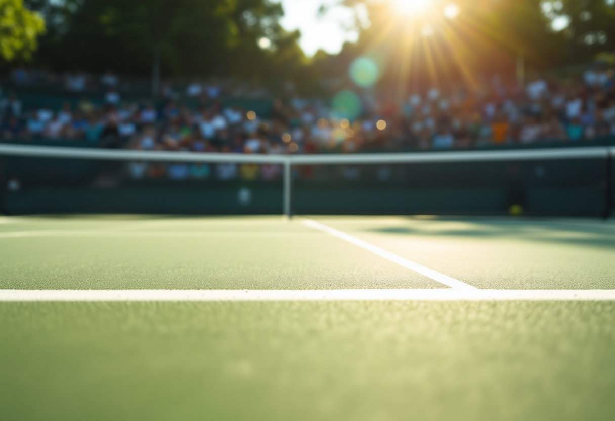 Giocatori di tennis in azione durante tornei internazionali