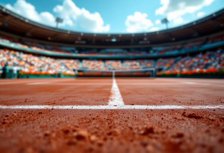 Giocatori di tennis in azione durante un torneo internazionale