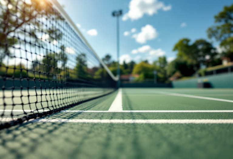 Giocatori di tennis in azione durante un torneo internazionale