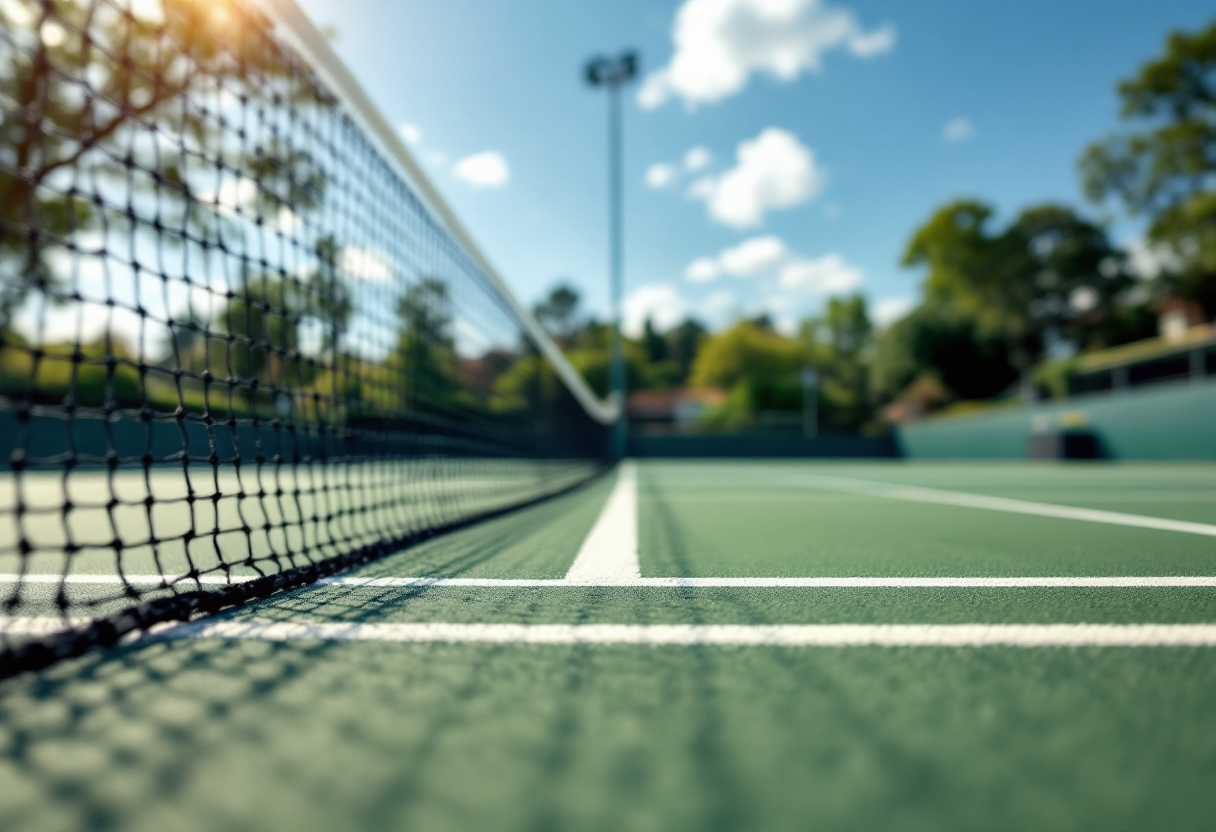 Giocatori di tennis in azione durante un torneo internazionale