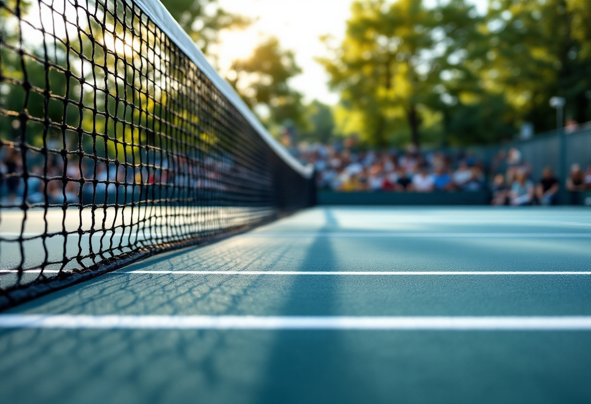 Giocatori di tennis in azione durante tornei internazionali