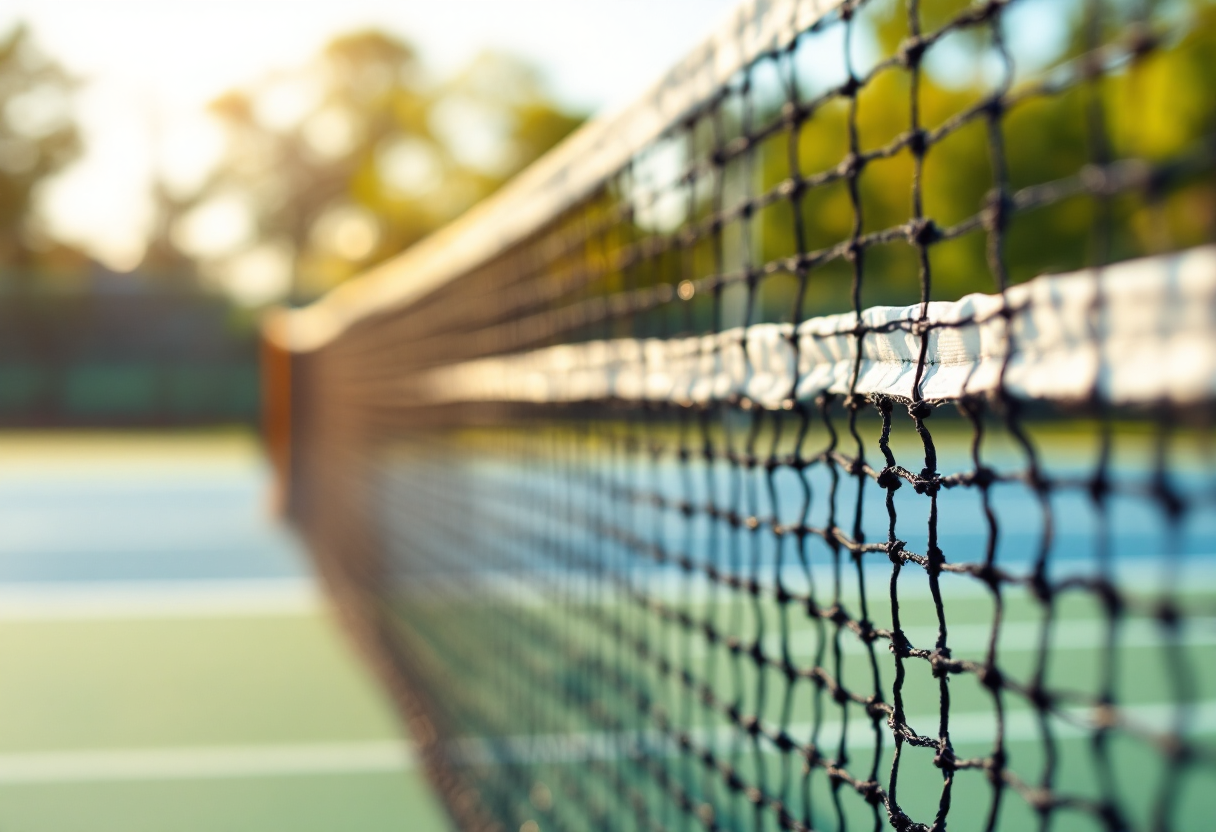Giocatori di tennis in azione durante un incontro