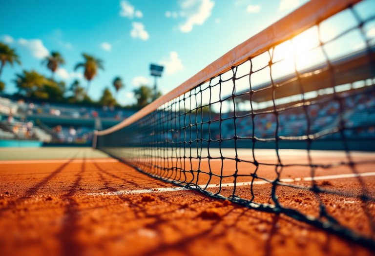Giocatori di tennis in azione durante un incontro