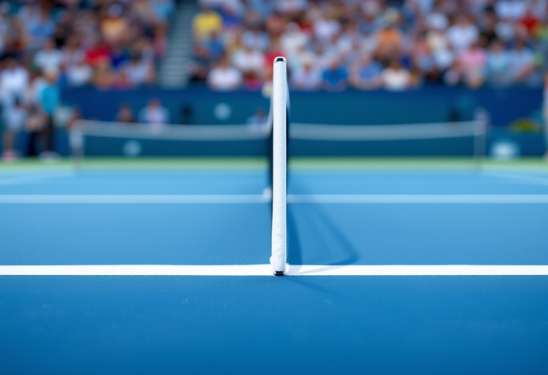 Giocatori di tennis in azione durante un incontro