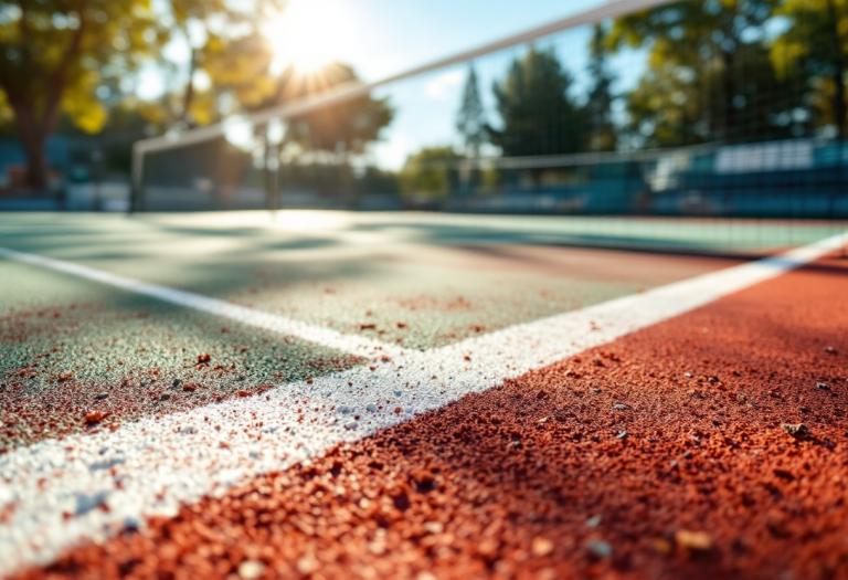 Giocatori di tennis in azione durante un torneo
