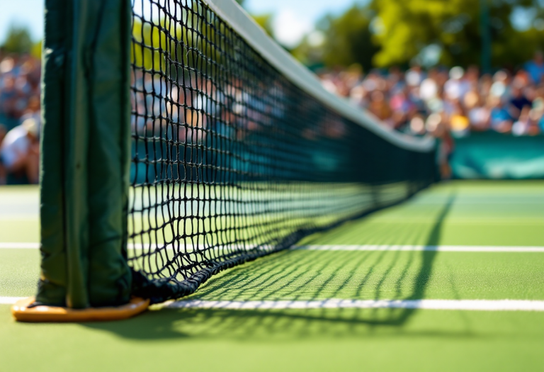 Giocatori di tennis in azione durante un match importante