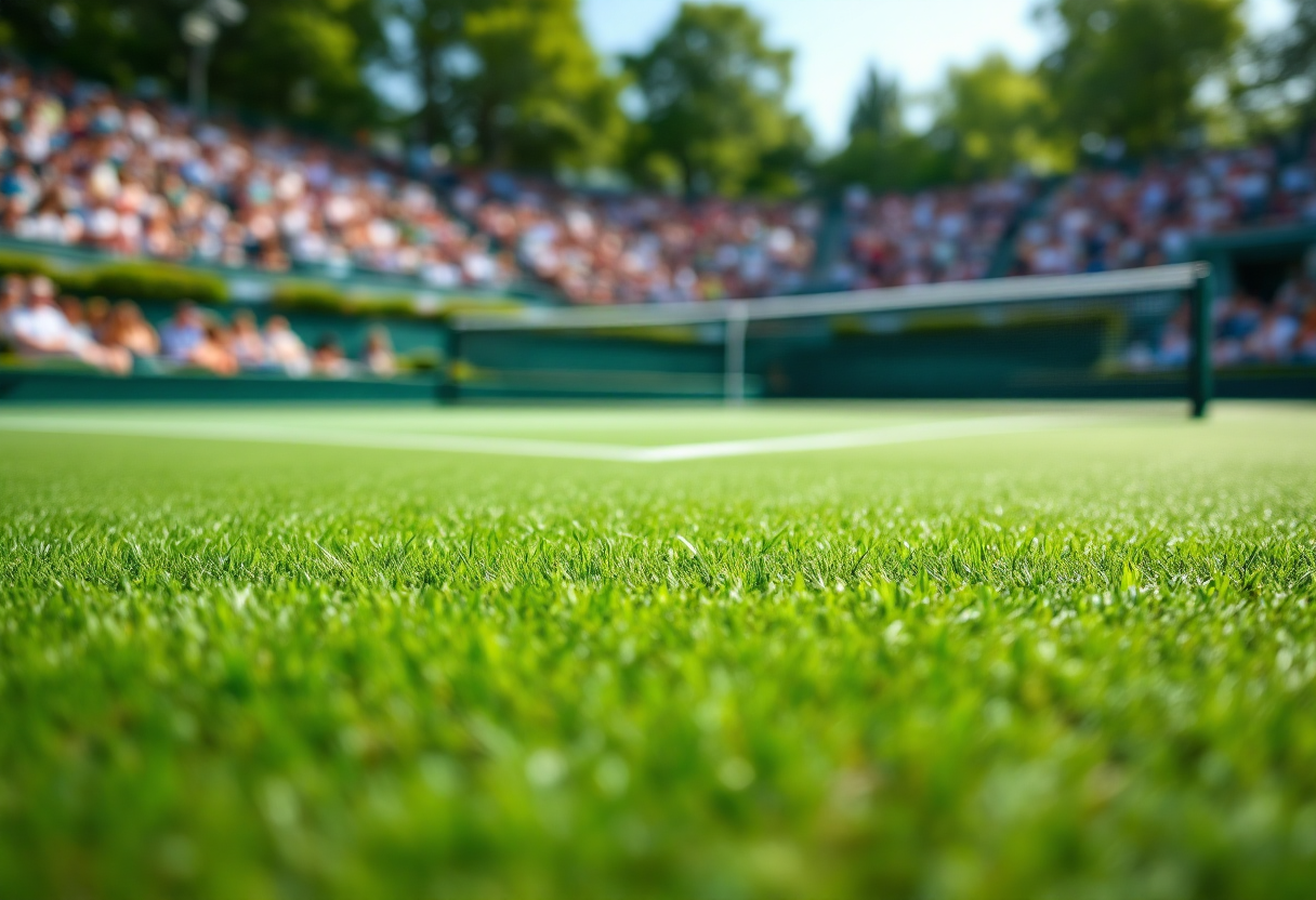 Giocatori di tennis in azione durante un match emozionante