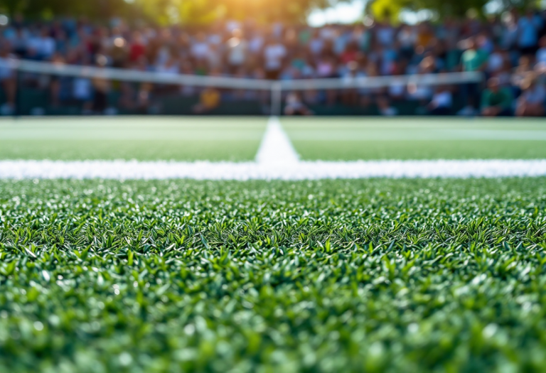 Giocatori di tennis in azione durante un torneo emozionante