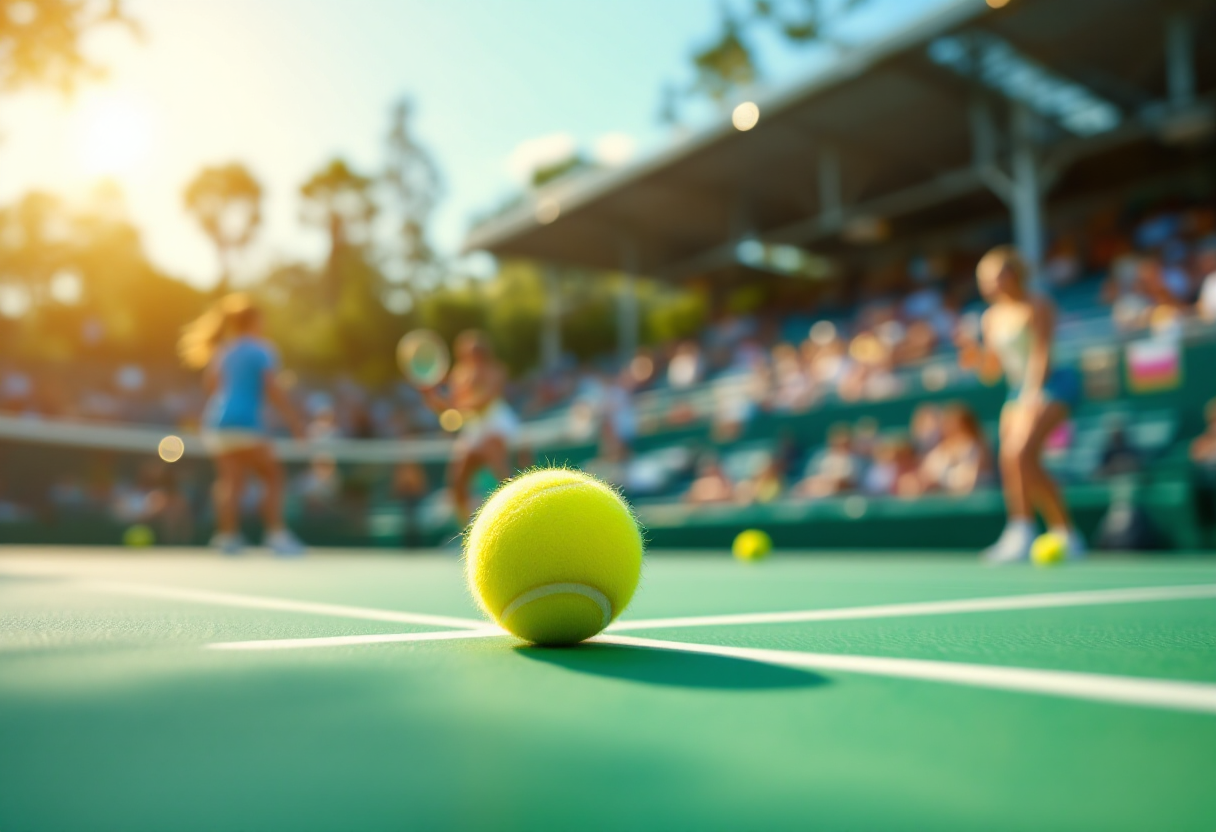 Giocatrici di tennis in azione durante il torneo femminile