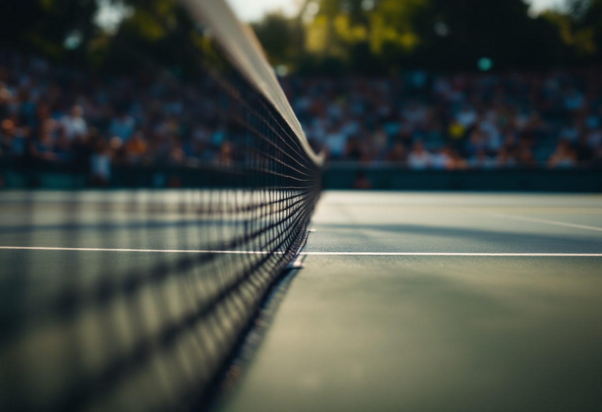 Giocatori di tennis in azione al torneo di Manolo Santana