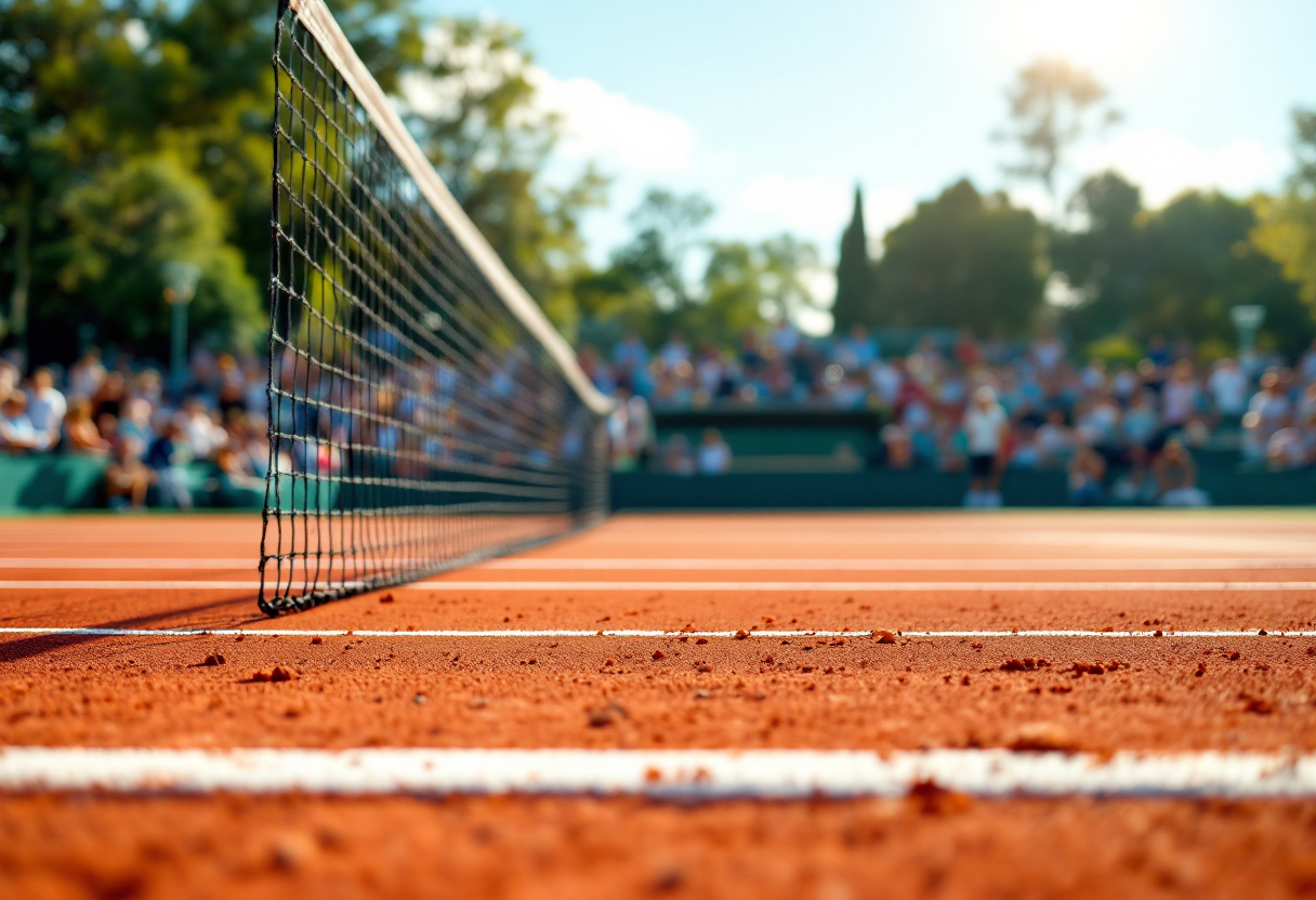 Giocatori di tennis in azione durante il torneo di oggi