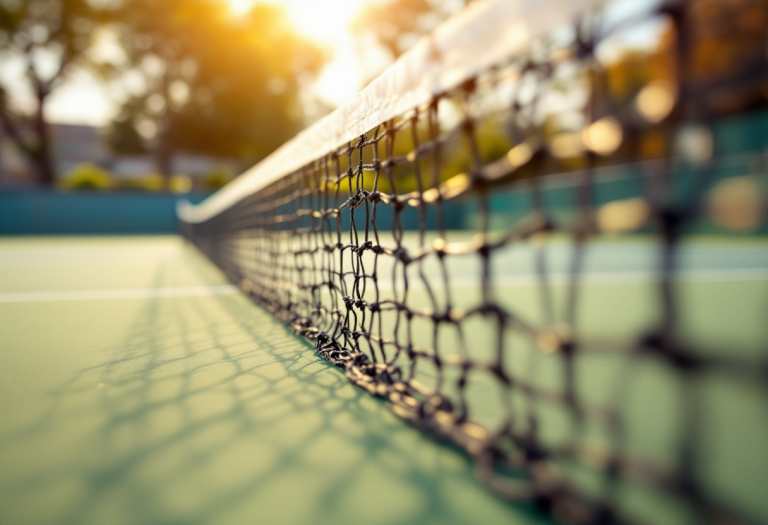 Giocatori di tennis durante un allenamento in diretta