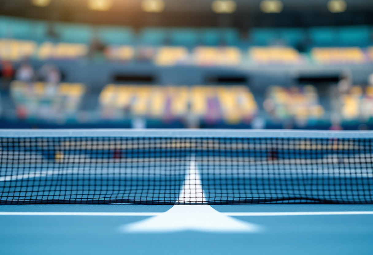 Federico Cinà in azione durante un torneo di tennis