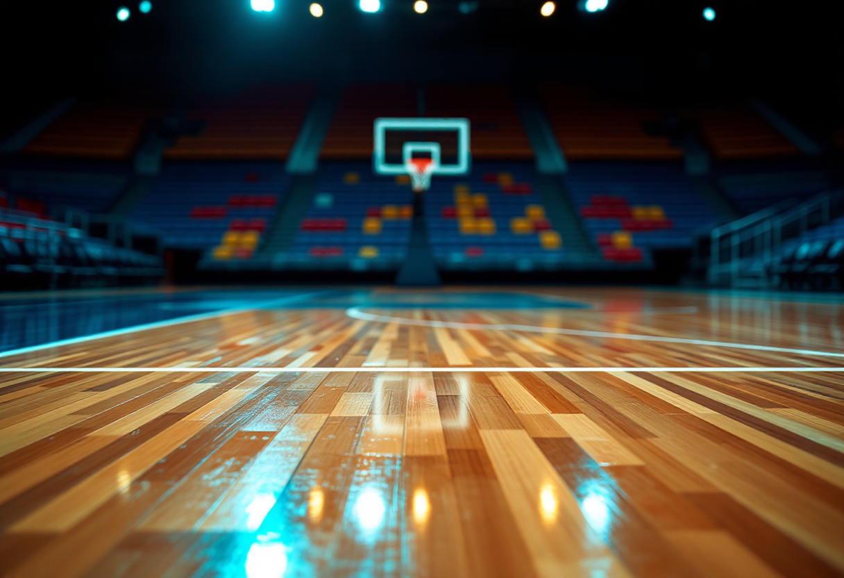 Giocatori di Fortitudo Bologna festeggiano la vittoria su Pesaro