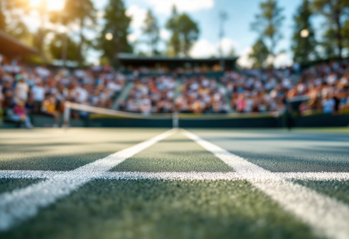 Francesco Passaro in azione durante il torneo di tennis a Roma