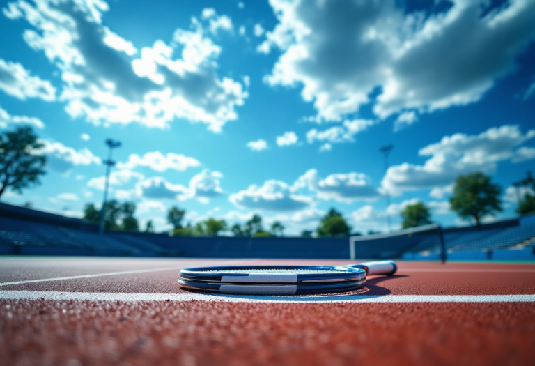 Giocatore di tennis italiano Cinà in azione sul campo