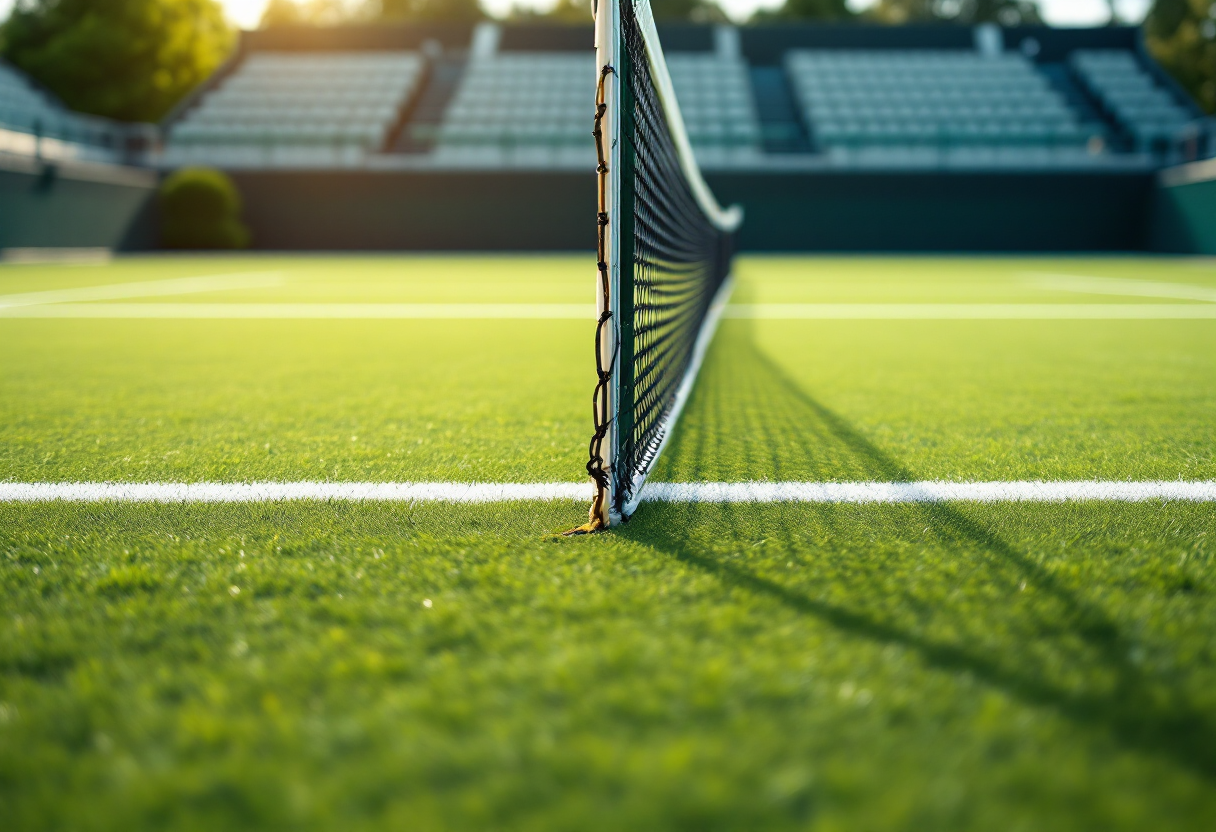 Jannik Sinner in azione durante un torneo di tennis