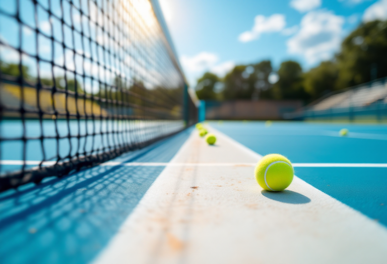 Jannik Sinner in azione durante un torneo di tennis