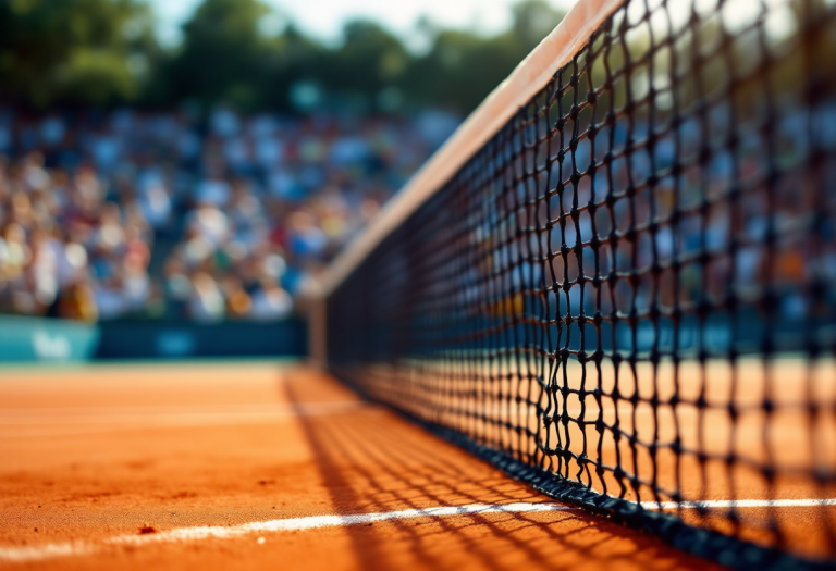 Lorenzo Musetti festeggia la vittoria al Foro Italico
