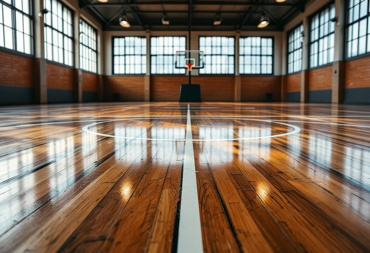 Giocatori in campo durante una partita di EuroLeague