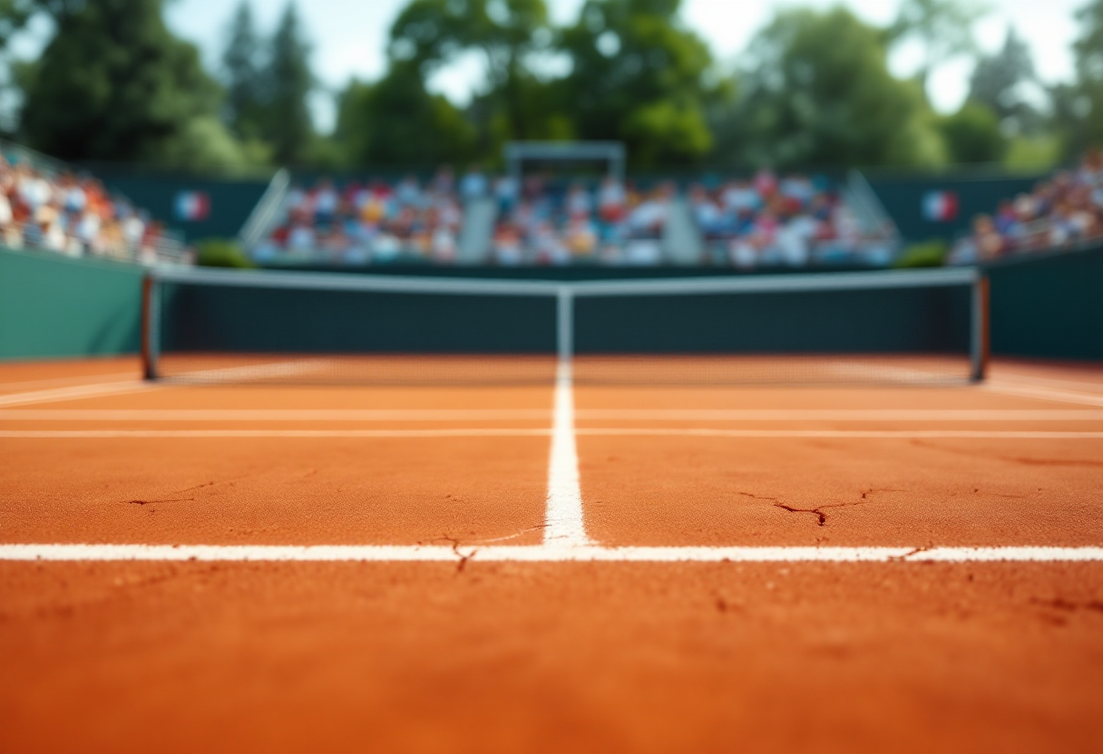 Giocatori di tennis in azione durante un torneo