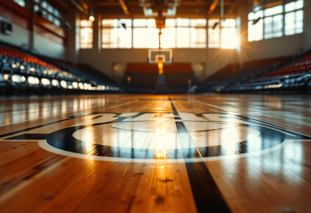 Giocatori di Napoli Basket in azione contro Trento