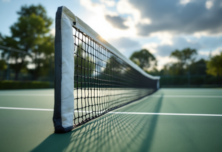 Oleksandra Oliynykova in azione durante una partita di tennis