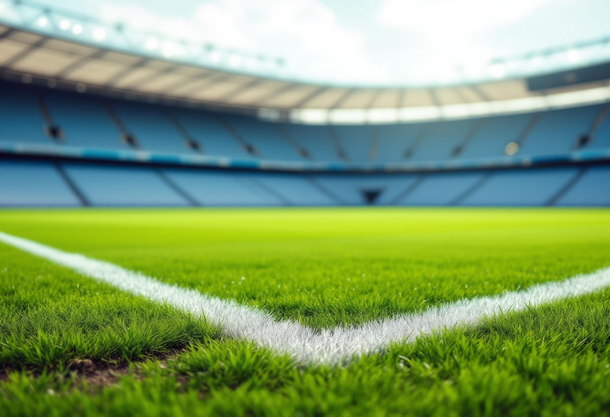 Logo del Pavia Calcio con sfondo sportivo