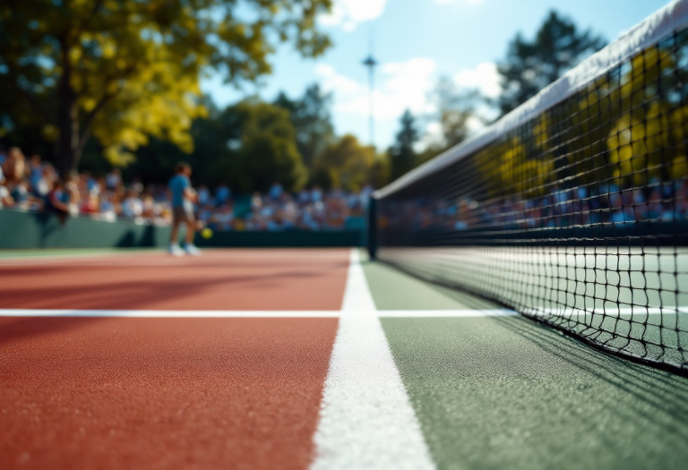 Pellegrino in azione sul campo da tennis