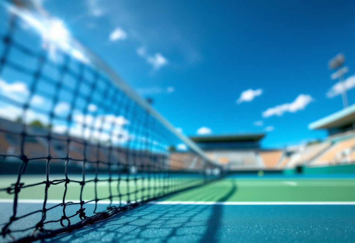 Giocatori di tennis in azione durante una partita internazionale