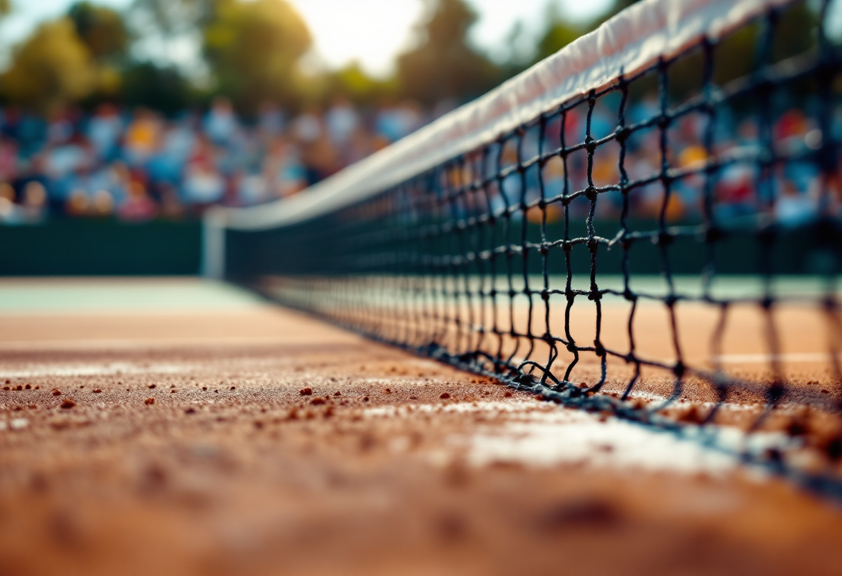 Jannik Sinner in campo dopo la sospensione