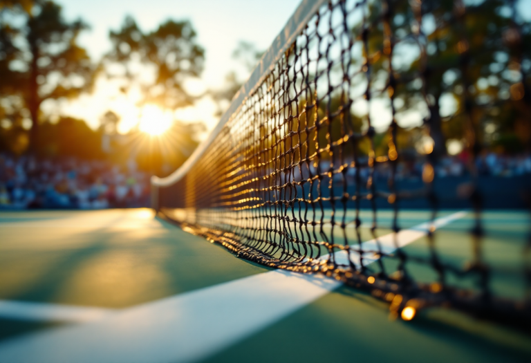 Roman Burruchaga e Lorenzo Sonego durante una partita di tennis