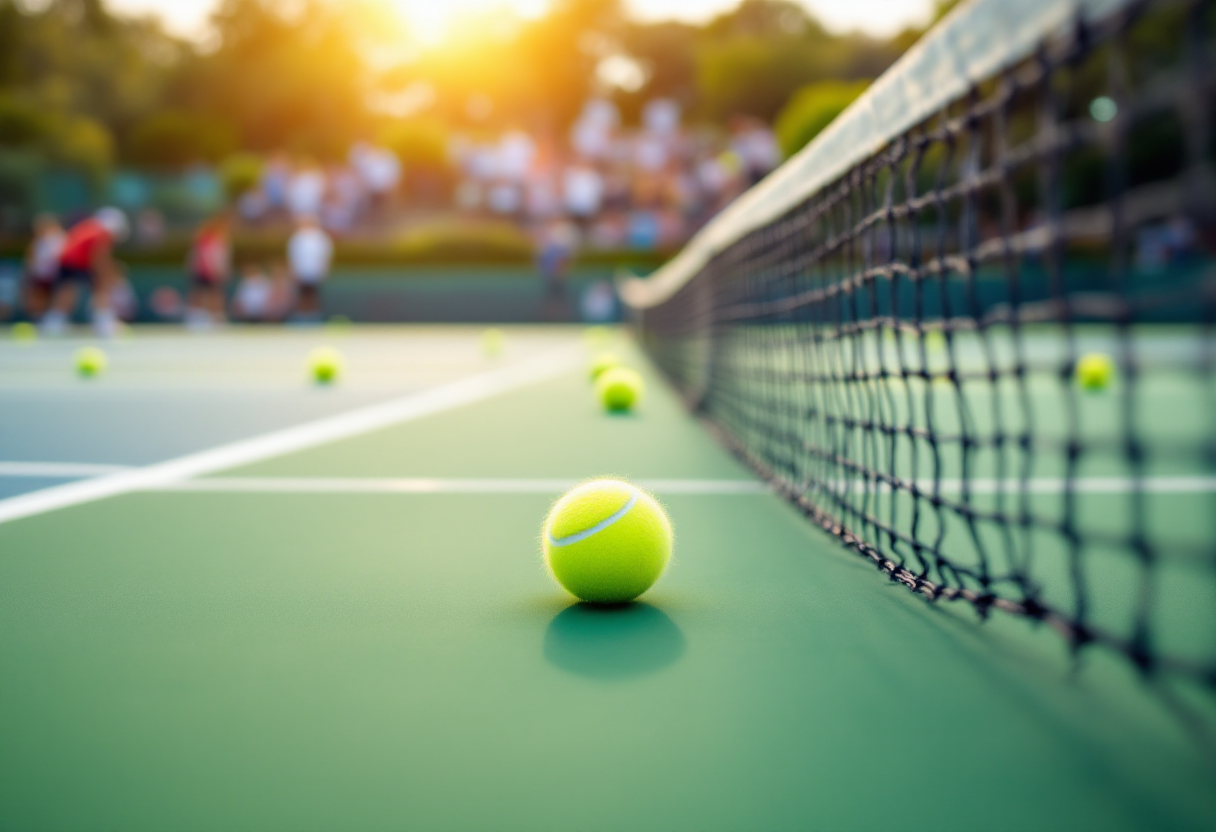 Giocatori di tennis in azione durante il torneo di Brcko