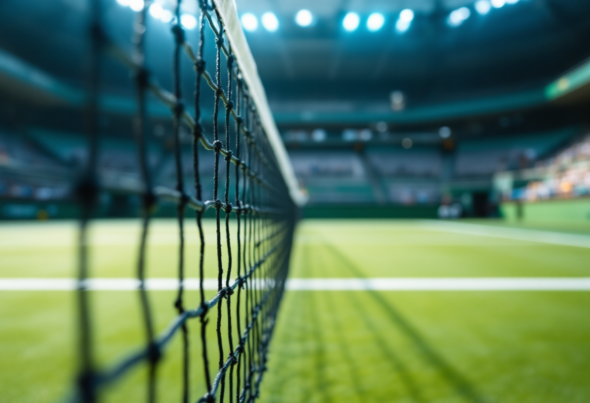 Giocatori in azione durante le semifinali di tennis a Salsomaggiore