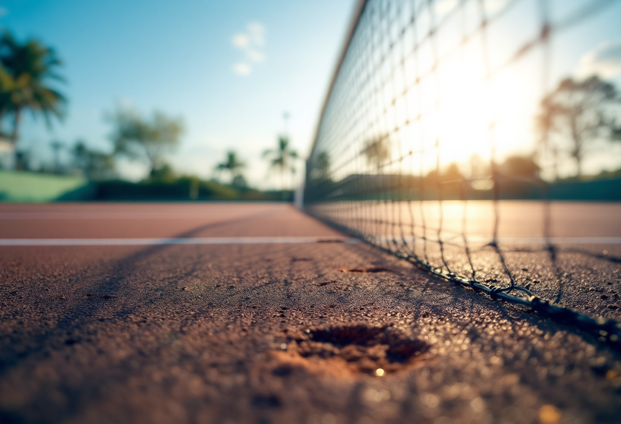 Tennisti italiani in azione durante un torneo di tennis