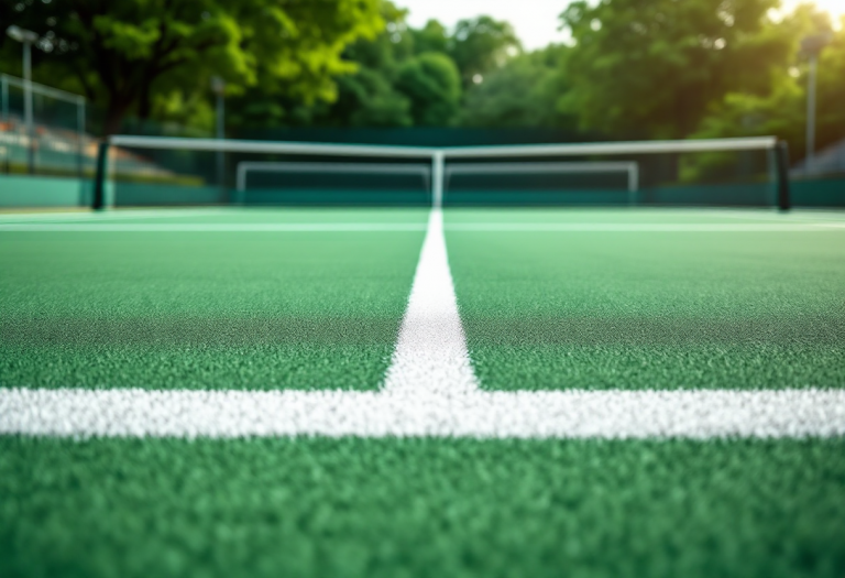 Giocatori di tennis in azione durante un torneo