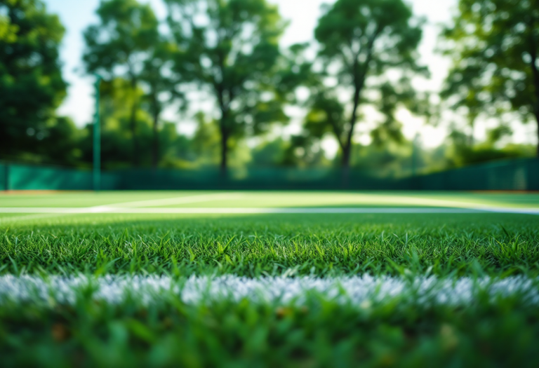 Giocatori di tennis in azione durante un torneo internazionale