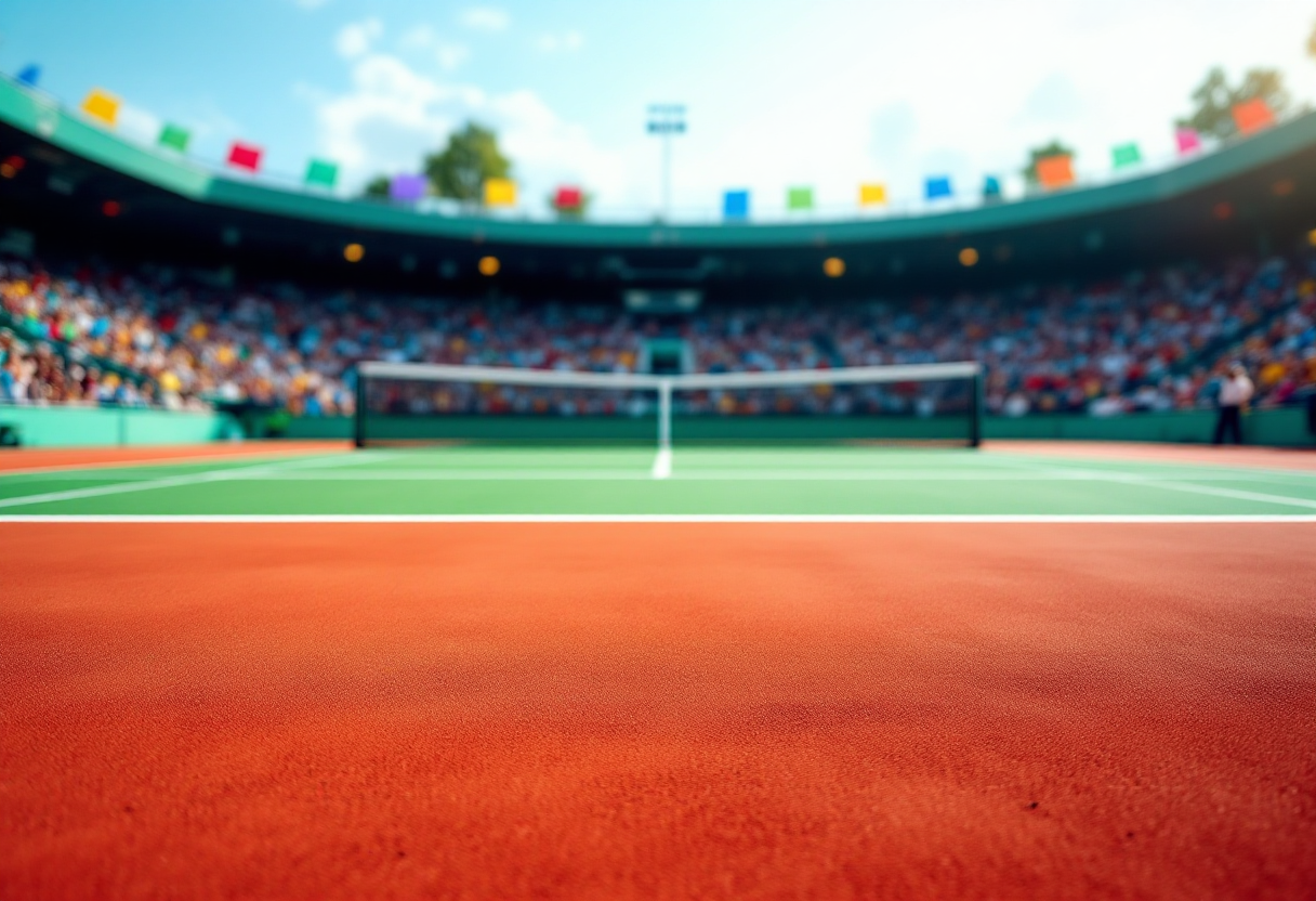 Giocatori di tennis in azione durante un incontro