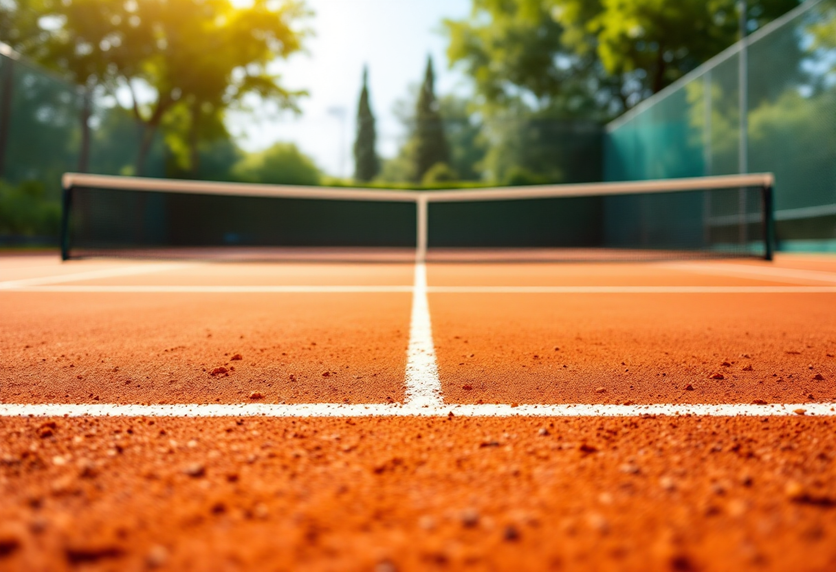 Giocatori di tennis in azione durante un incontro