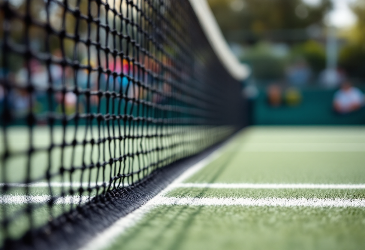 Giocatori di tennis in azione durante un incontro emozionante
