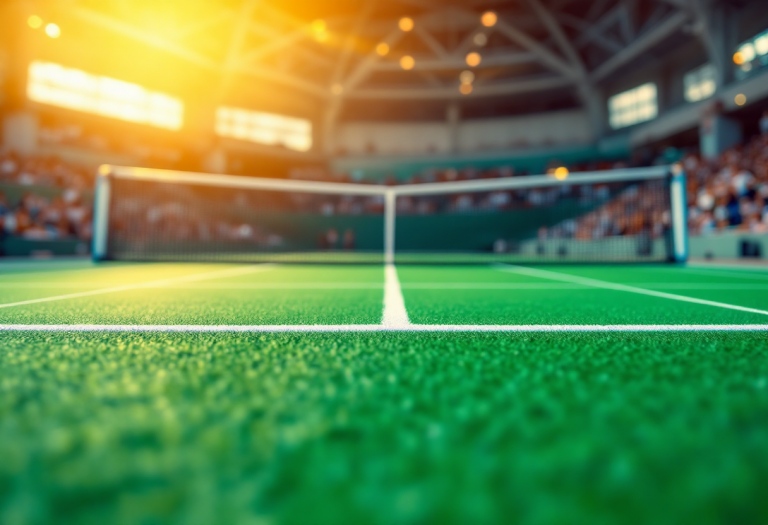 Giocatori di tennis in azione durante un match emozionante