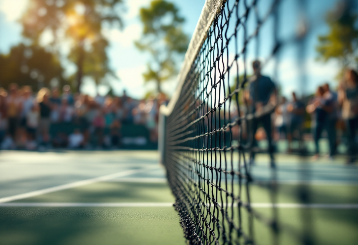 Giocatori di tennis in azione durante il torneo internazionale