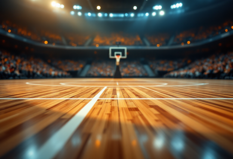 Giocatori in azione durante il match Reyer Varese