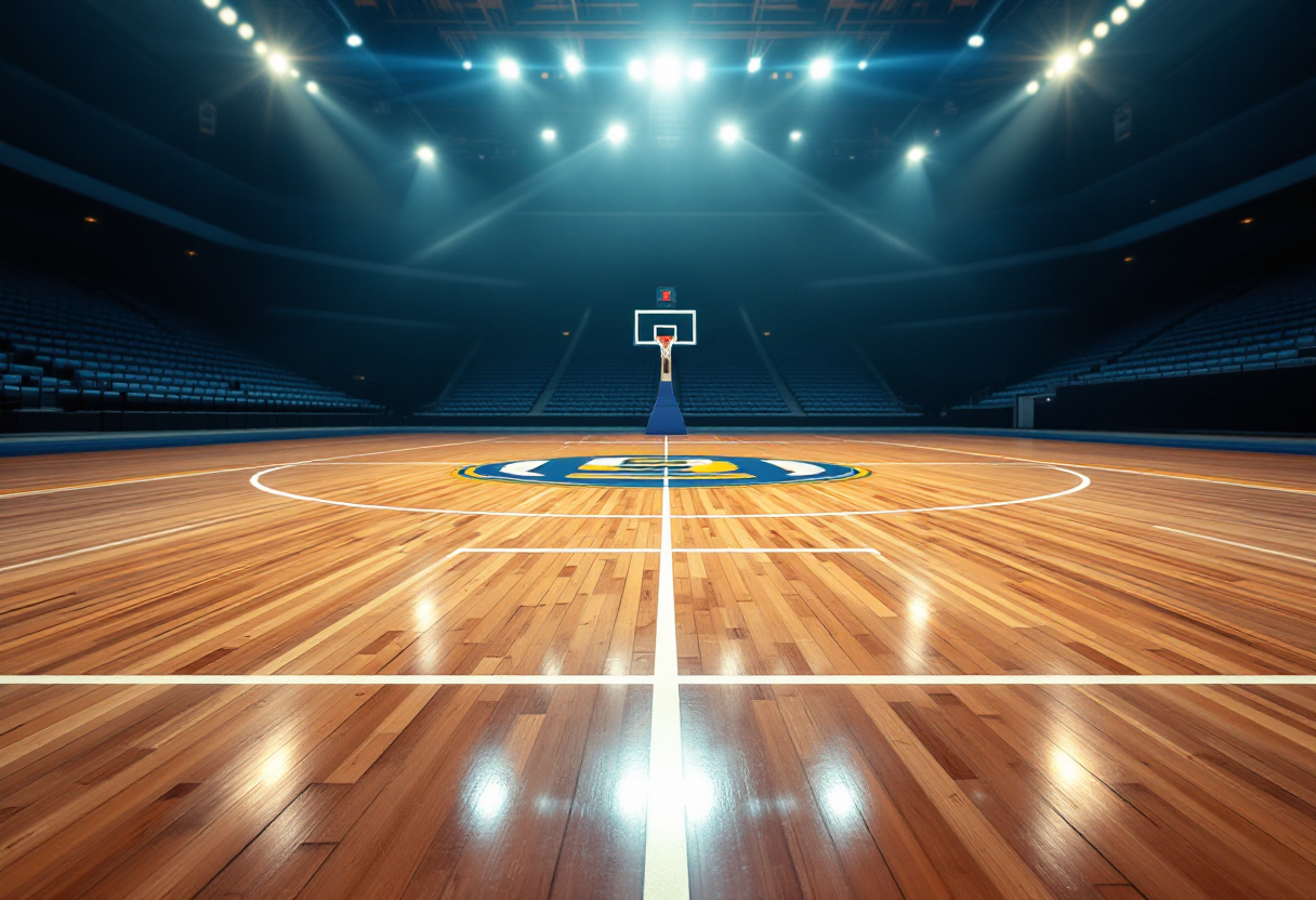 Giocatori di Cantù festeggiano la vittoria contro Rimini