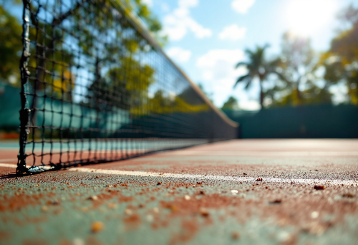 Jannik Sinner durante un match di tennis, riflettendo