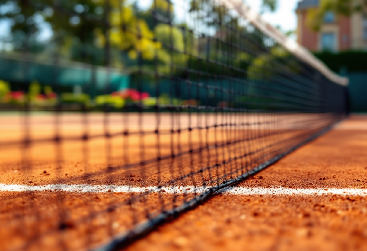 Tennisti italiani in azione su campo in erba