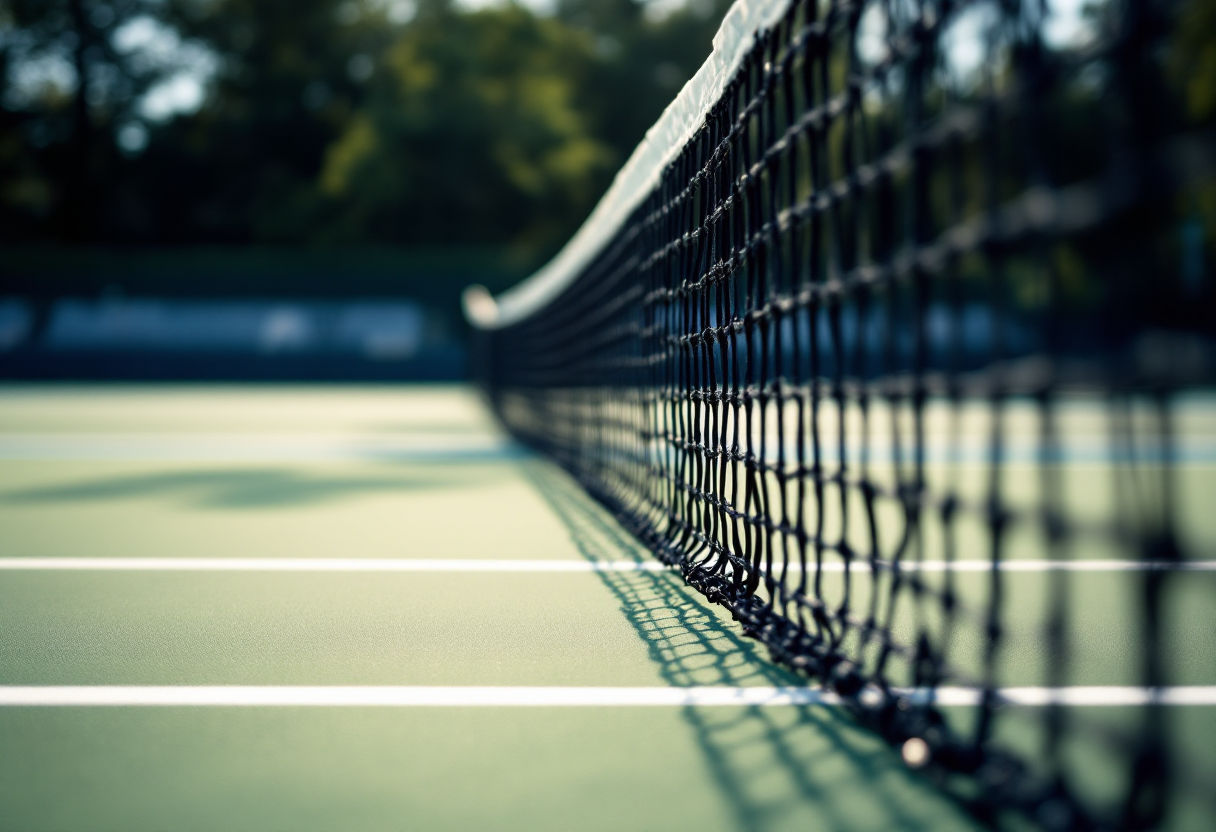 Jannik Sinner in azione durante un torneo di tennis