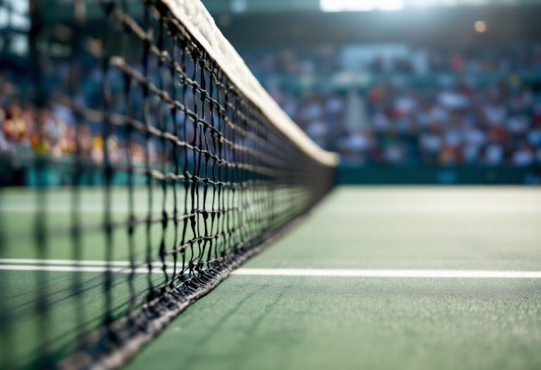 Jannik Sinner in azione durante un torneo di tennis